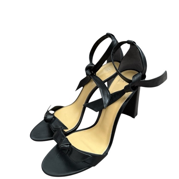 ALEXANDRE BIRMAN Clarita 90 Black Bow Leather Ankle Tie Open Toe Heels - Picture 3 of 9